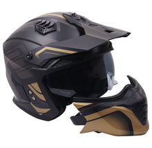 Stealth Fighter Multi Function Motorcycle Full & Open Face Helmet -Orbit Black & Gold