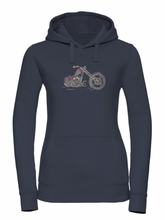Old School Chopper Purple & Silver Rhinestone Stud Ladies Softstyle Pullover Hoodie