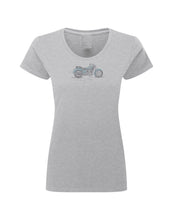 Ladies Biker Blue & Silver Cruiser Coloured Rhinestone Stud T Shirt