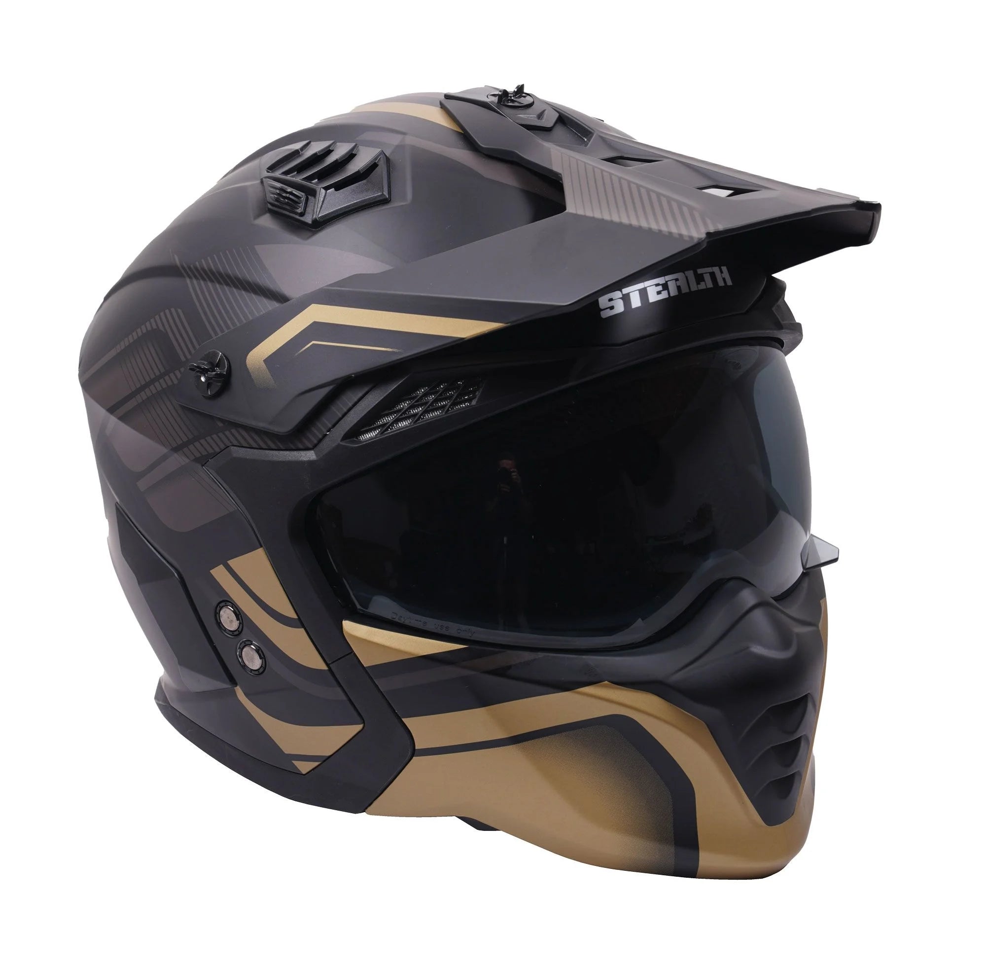 fat skeleton motorcycle helmets Stealth Fighter Modular Motorcycle Full & Open Face Helmet -Orbit Black & Gold
