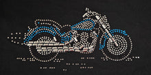 Ladies Biker Blue & Silver Cruiser Coloured Rhinestone Stud T Shirt