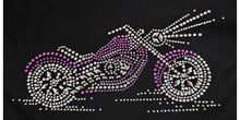 Ladies Biker Purple Bike Coloured Rhinestone Stud T Shirt