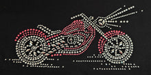Ladies Biker Red Bike Coloured Rhinestone Stud T Shirt