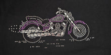 Ladies Biker Purple & Silver Cruiser Coloured Rhinestone Stud T Shirt