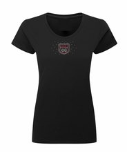 Ladies Route 66 Red Coloured Rhinestone Stud T Shirt