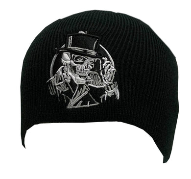 Fat Skeleton ™ 3D Embroidered Top Hat Skull logo Black beanie
