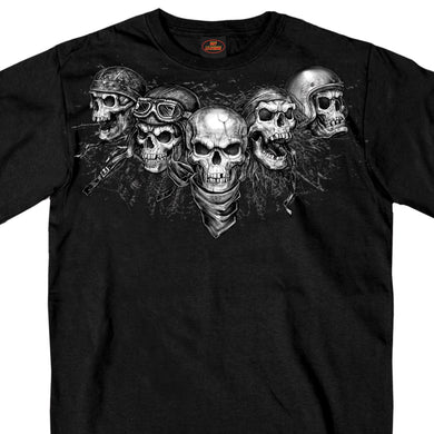 Hot Leathers Five Skulls Biker T Shirt, Mens Clothing - Fat Skeleton UK