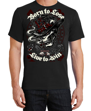 Fat Skeleton Born to Lose - Live to Win T Shirt, Mens Clothing - Fat Skeleton UK