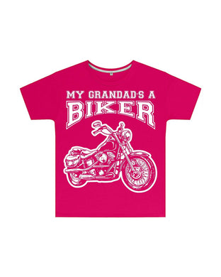 My Grandad's a Biker Kids T Shirt in Dark Pink, Baby & Kids - Fat Skeleton UK
