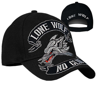 Lone Wolf No Club Baseball Cap, Clothing Accessories - Fat Skeleton UK