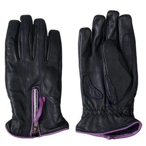 Ladies Purple trim leather Riding Gloves, Clothing Accessories - Fat Skeleton UK