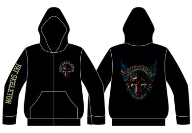 Fat Skeleton Zip Up Live To Ride Union Jack Hoodie