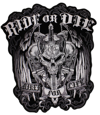 Ride or Die-Biker for Life Sew on Patch, Lifestyle Accessories - Fat Skeleton UK