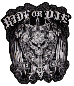 Ride or Die-Biker for Life Sew on Patch, Lifestyle Accessories - Fat Skeleton UK