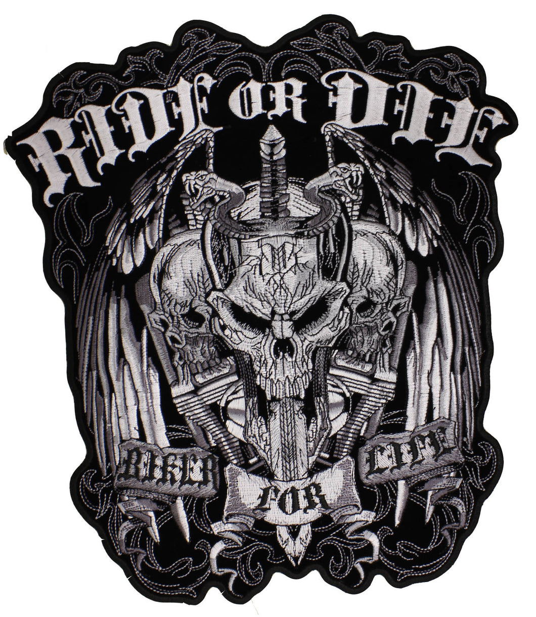 Ride or Die-Biker for Life Sew on Patch, Lifestyle Accessories - Fat Skeleton UK