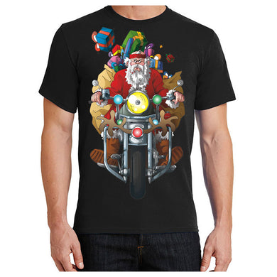 Biker Santa Motorcycle Christmas T Shirt