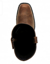 Genuine BROWN Leather  11" Tall Square Toe Engineer Boot w Zip BTM1001 BROWN