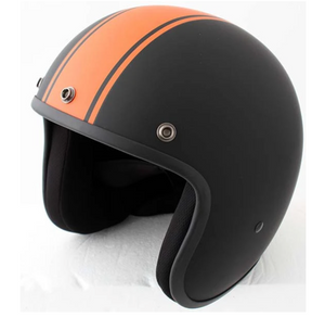 Matt Black with Orange Stripe Daytona Low Profile D.O.T. Open Face Helmet