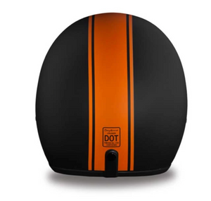 Matt Black with Orange Stripe Daytona Low Profile D.O.T. Open Face Helmet