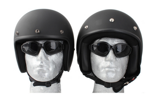 Matt Black with Orange Stripe Daytona Low Profile D.O.T. Open Face Helmet - NOT UK ROAD LEGAL