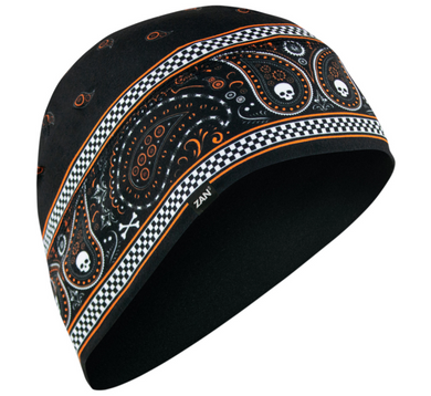 Zan Black & Orange Skull Paisley Beanie Sportflex