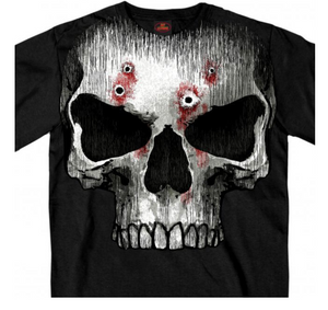 Mega Skull & Bullet Holes Print T Shirt