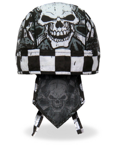 Checkered Flag Skull Pre-Tied Zandana - Bandana