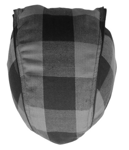 Grey Check Flannel with Leather Trim Pre-Tied Zandana - Bandana