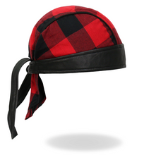 RED Check Flannel with Leather Trim Pre-Tied Zandana - Bandana