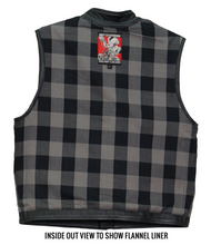 Grey Flannel Lined Club Style Leather Waistcoat / Cut by Hot Leathers