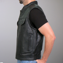 Celtic Cross & Skull Lined Club Style Leather Waistcoat / Cut by Hot Leathers