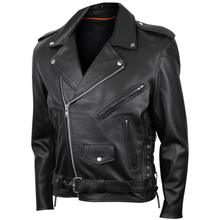 VL515 TG Men's Premium Leather Classic Brando Motorcycle Jacket Lace Sides & Zip Out Liner by Vance Custom Leathers