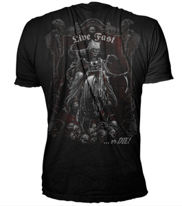 Lethal Threat Live Fast Grim Reaper Biker T Shirt