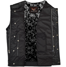 Paisley Lined Club Style Leather Waistcoat / Cut by Vance Leathers