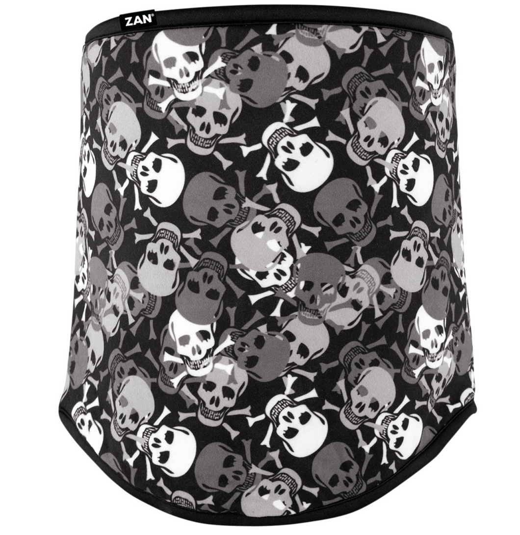 Zan Black & White Skulls Fleece Neck Gaiter