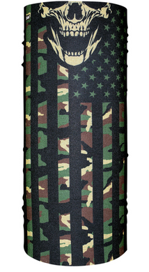 Zan Headwear Patriot Skull USA Flag Green Camo 