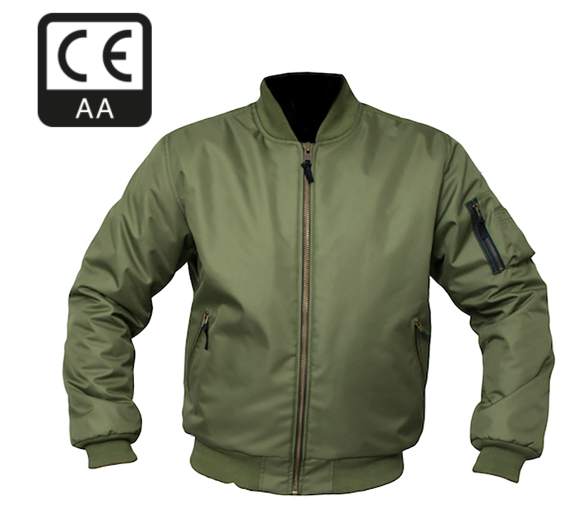 Armr Kevlar lined Green Bomber Jacket with Elbow Shoulder armour