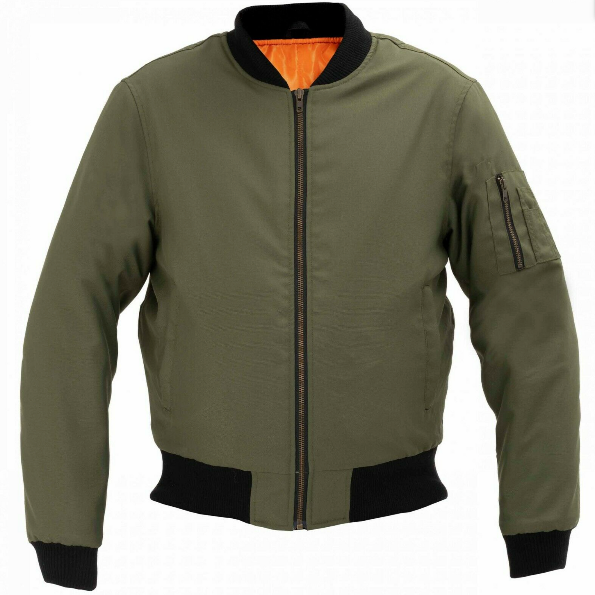 Kevlar Lined Olive Bomber Jacket with Elbow Shoulder Back