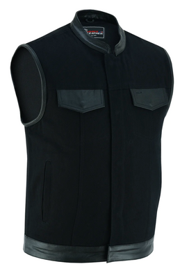 Denim & Leather Trim Outlaw Club Style Waistcoat / Cut by Vance Leathers USA