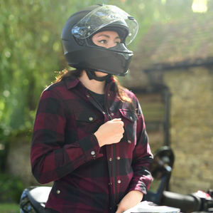 Ladies 'Kickback 2' Red Check Riding Shirt with Kevlar reinforcements & CE Armour by Oxford Products