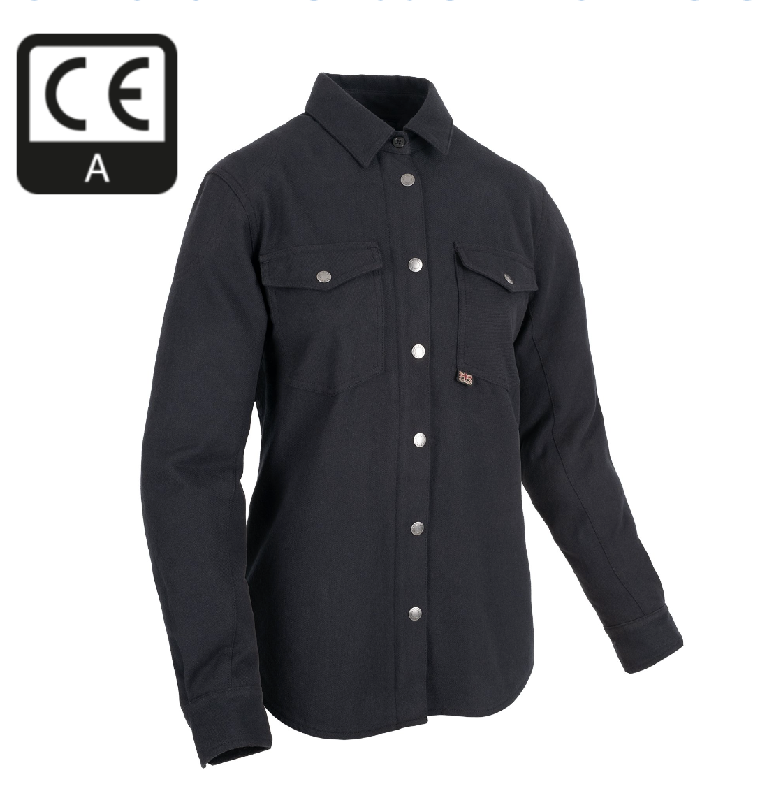 Ladies Kickback 2 Black Riding Shirt with Kevlar reinforcements CE Armour by Oxford Products Fat Skeleton UK