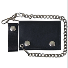 Leather Tri-Fold Medium Size Wallet and chain
