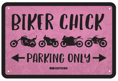 Bike Chick Parking Only Garage Metal Sign