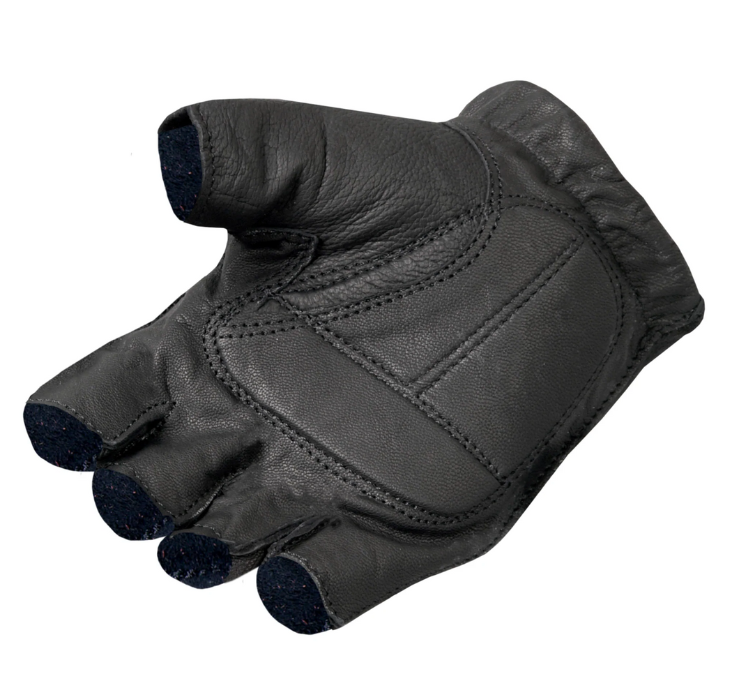 Leather Fingerless Gloves with Gel Palm