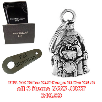 Biker Bulldog Guardian Angel Bell plus Gift Box & hanger