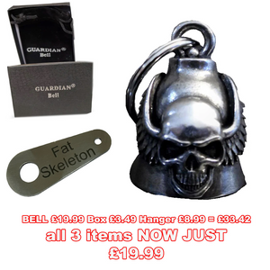 3D Skull & Wings Guardian Angel Bell plus Gift Box & Hanger