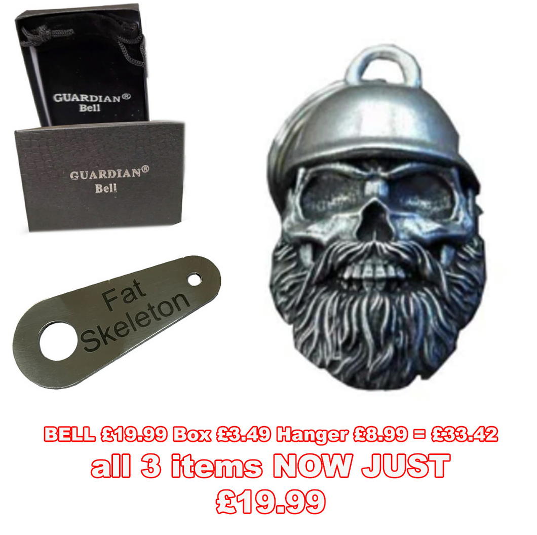 3D Beard & Helmet Skull Bell Guardian Angel Bell plus Gift Box & hanger