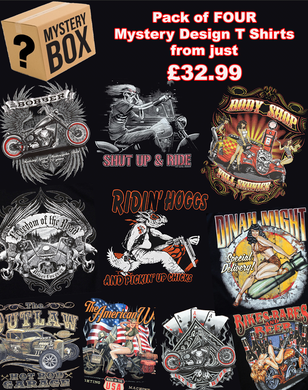 Mystery Box Fat Skeleton American Road House Design T Shirts