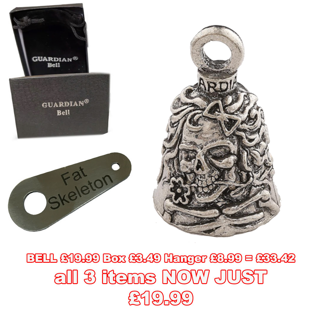 Skull with Flower Guardian Angel Bell plus Gift Box & Hanger