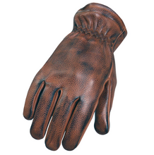 Distressed Look Brown / Black Leather Cruiser Gloves